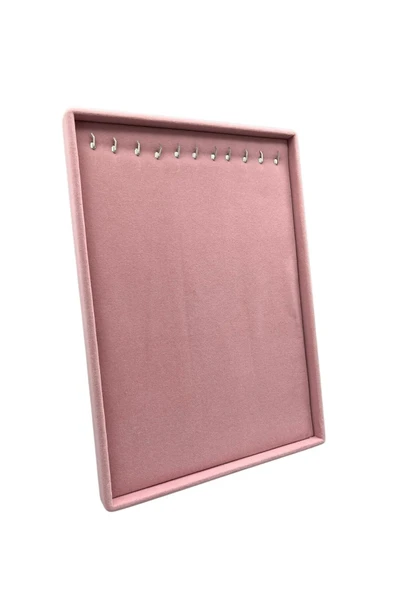 Süet Kumaş Pembe Renk 34/24 Cm Ayaklı Kolye Sergileme Standı - Resim 4