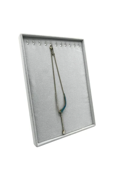 Süet Kumaş Gri Renk 34/24 Cm Ayaklı Kolye Sergileme Standı ürün görseli