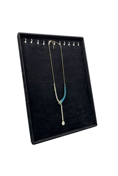 Süet Kumaş Siyah Renk 34/24 Cm Ayaklı Kolye Sergileme Standı