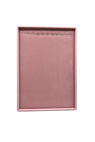 Süet Kumaş Pembe Renk 34/24 Cm Ayaklı Kolye Sergileme Standı - Resim 2