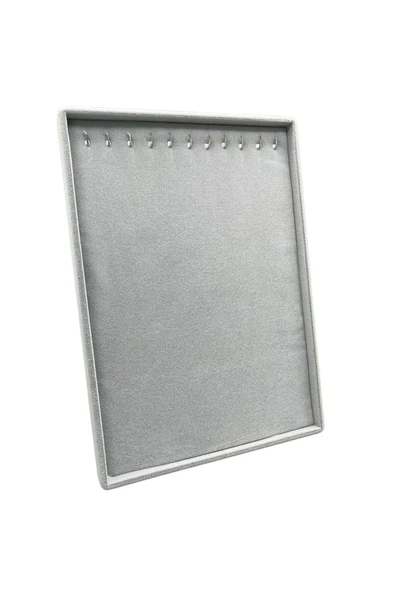 Süet Kumaş Gri Renk 34/24 Cm Ayaklı Kolye Sergileme Standı - Resim 4