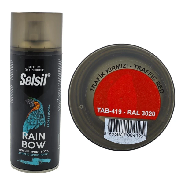 Selsil Raınbow Akrilik Sprey Boya 400ml - Trafik Kırmızı ürün görseli
