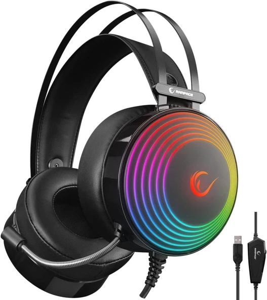 Rampage Helix RM-K97 RGB 7.1 USB Kablolu Kulak Üstü Oyuncu Kulaklığı ürün görseli 1