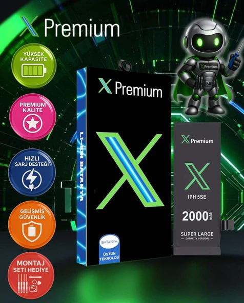 Xpremium iPhone 5SE Batarya Pil Süper Yüksek Kapasiteli Güçlendirilmiş 2000 mAh - 1