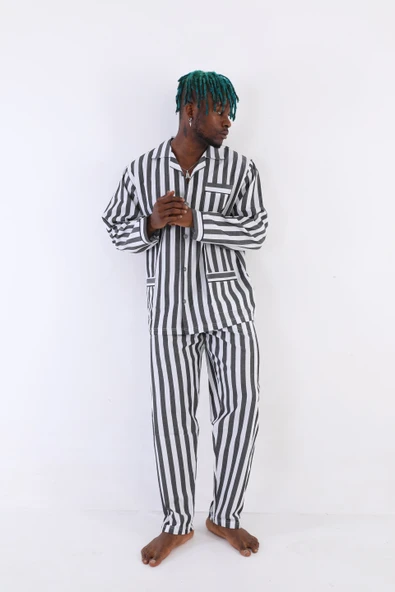 Kocabey 4007 Uzun Kol Çizgili Gaffur Erkek Pijama Takım - 5