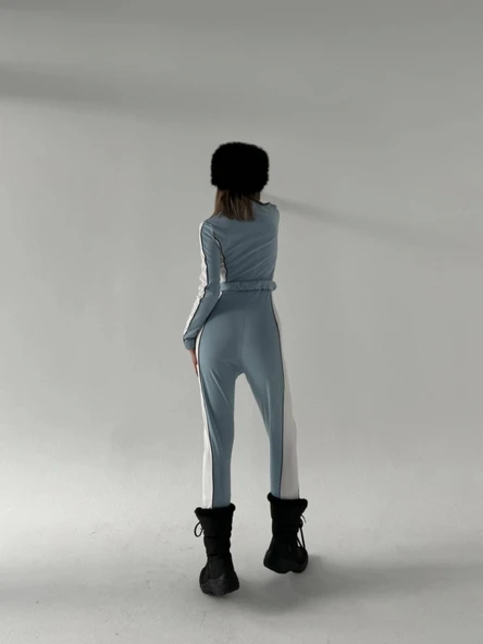 Kemer Detaylı Fermuarlı Tulum - Bebe Mavisi ürün görseli