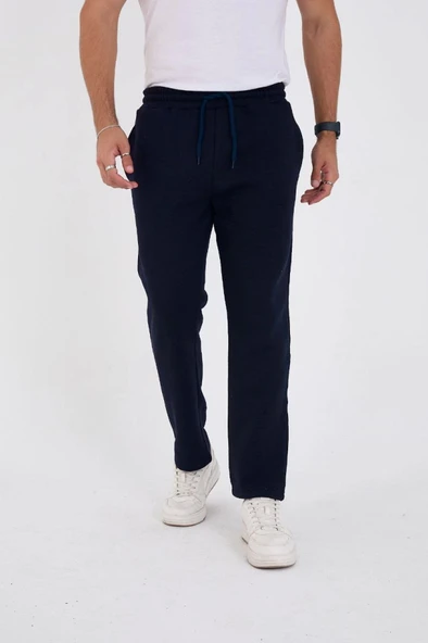 Unisex Üç İplik Basic Eşofman Özel Tasarım Pantolon - Lacivert - 1