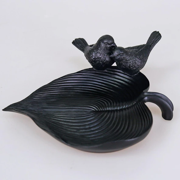 Selim Dekor Kuşlu Tabak Siyah ürün görseli