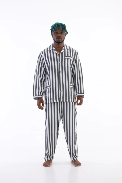 Kocabey 4007 Uzun Kol Çizgili Gaffur Erkek Pijama Takım - 8