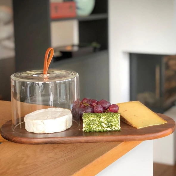 Philippi Walnut Cam Kapaklı Peynir Tabağı - Resim 2