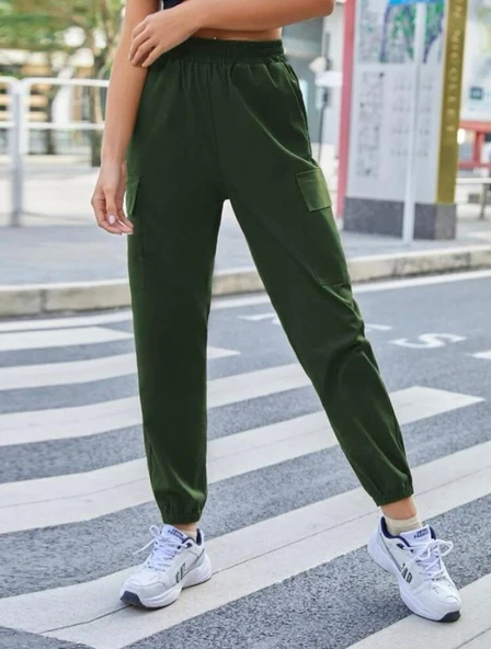 Kadın Yüksek Bel Lastik Ve Cep Detay Iki Iplik Kumaş Eşofman Altı ürün görseli