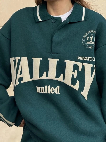 Üç İplik Yakalı Sweat Baggy Pantalonlu Takım - Yeşil ürün görseli