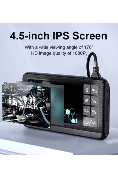 Ekranlı Çift Kameralı 5 Mt Sert Kablo Endoskop Kamera 8 Mm 4.3 Inc Hafıza Kart Destekli - 4