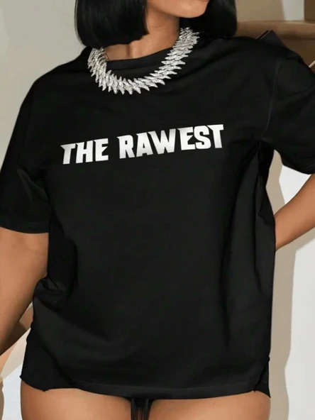 Baskılı Oversize T-shirt - Siyah ürün görseli