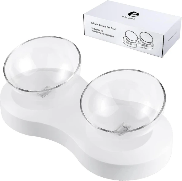 ELS Pet Kedi&Köpek İkili Şeffaf Mama ve Su Kabı - 3