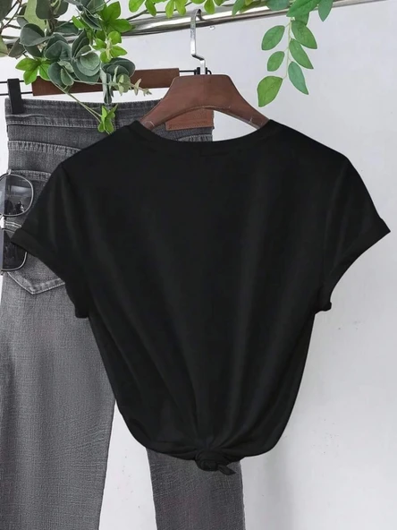 Baskılı T-shirt - Siyah - Resim 2