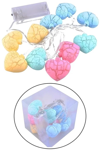 10lu Renkli Kalp Şeklinde Dekoratif Dolama Led Aydınlatması - Resim 2