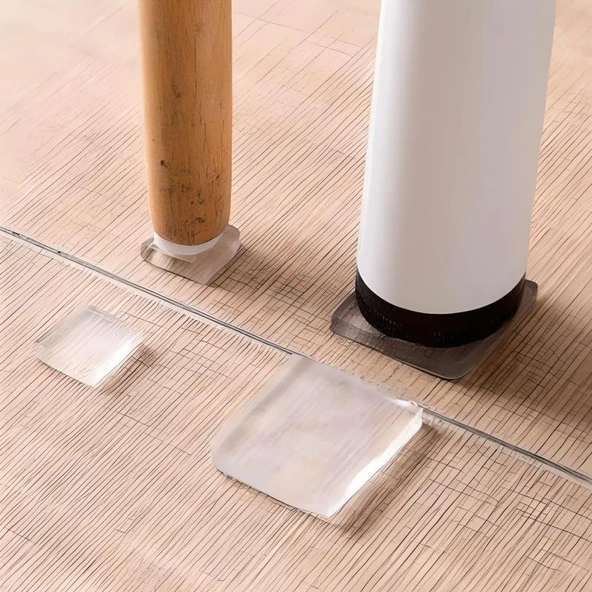 4 Adet Silikon Şeffaf Koltuk Mobilya Masa Beyaz Eşya Yazıcı Koruyucu Kaydırmaz Dayanıklı Pedler - Resim 4