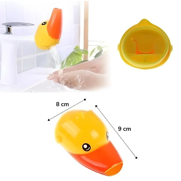Çocuklar İçin Eğitici ve Güvenli Musluk Uzatıcı Genişletici Başlık Aparatı Ördek Figürlü - 4