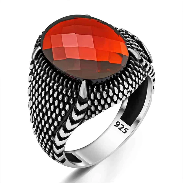 Zirkon Taşlı Pençe Tırnaklı Gümüş Yüzük - Resim 3