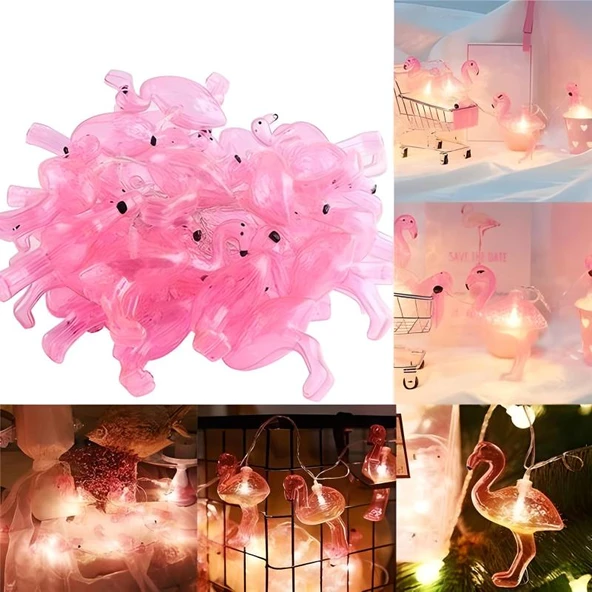 10lu Pilli Led Flamingo Dekoratif Işık Zinciri Aydınlatma 1,5 Mt - 4
