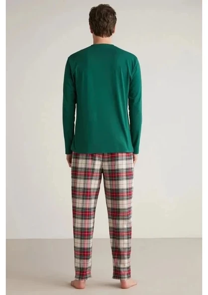 M630 Erkek Uzun Kollu Ekoseli Pijama Takımı - 3