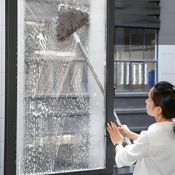 Teleskopik Saplı 150 cm Üçgen Mop Cam Duvar Tavan Fayans Parke Temizleyici Mop - Resim 4