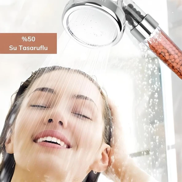 %50 Su Tasarruflu ve Arıtmalı Doğal Taşlı Banyo El Duş Başlığı ürün görseli