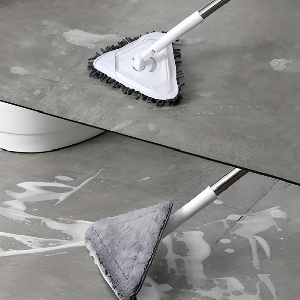 Teleskopik Saplı 150 cm Üçgen Mop Cam Duvar Tavan Fayans Parke Temizleyici Mop - Resim 6