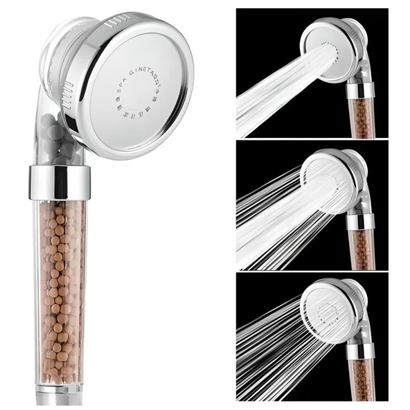 %50 Su Tasarruflu ve Arıtmalı Doğal Taşlı Banyo El Duş Başlığı - Resim 7