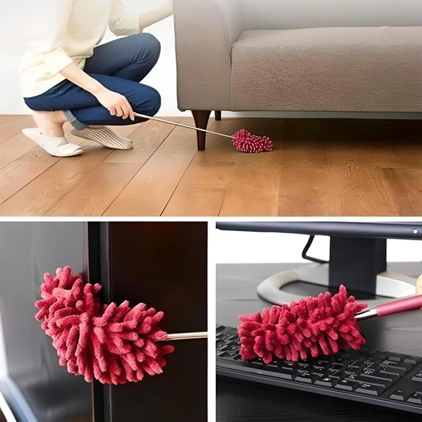 Teleskopik Mikrofiber Pratik Uzayabilen Toz Alma Fırçası Aparatı - Resim 3