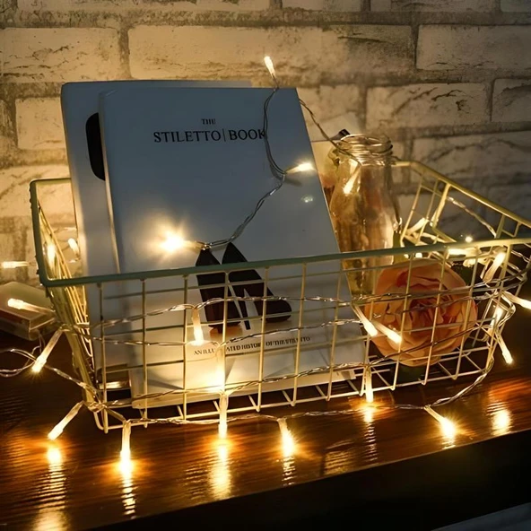 10 Metre 100 Ledli 8 Fonksiyonlu Dekoratif Lambader Sarı Lamba ürün görseli 1