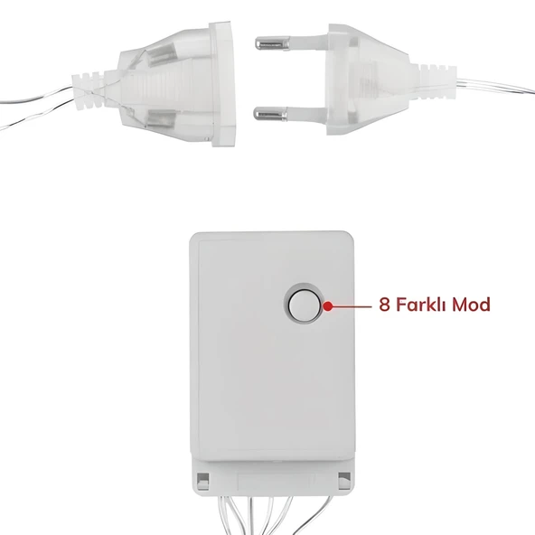 8 Fonksiyonlu 16 Saçaklı Perde Led 3 x 1 (Günışığı) - Resim 3