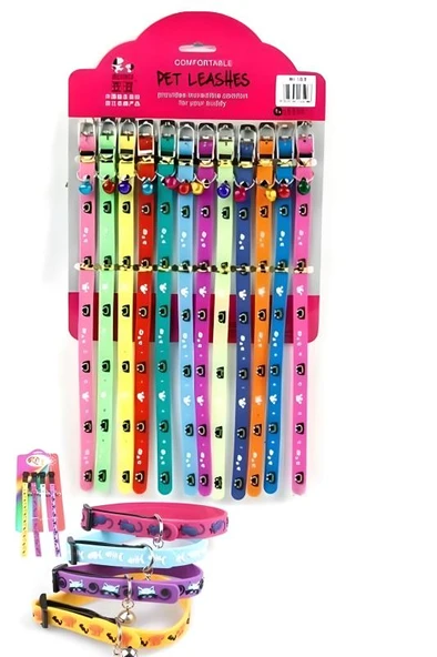 Çıngıraklı Zilli Sevimli Renkli Slikon Kedi Köpek Boyun Tasması - Resim 4