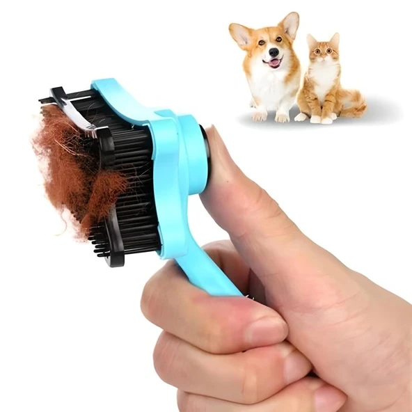 Evcil Hayvan Kedi Köpek Tüy Toplayıcı Otomatik Tuşlu Pet Tarak - Resim 3