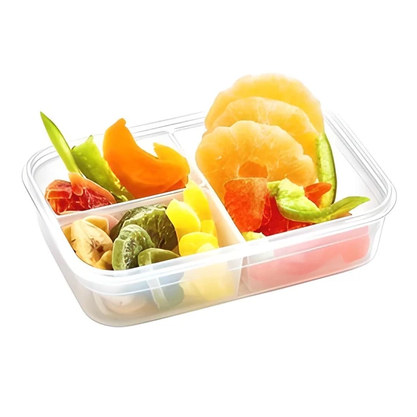 3 Bölmeli Kilitli Kapaklı 1 Litre Erzak Saklama Kabı LC-510 - Resim 3