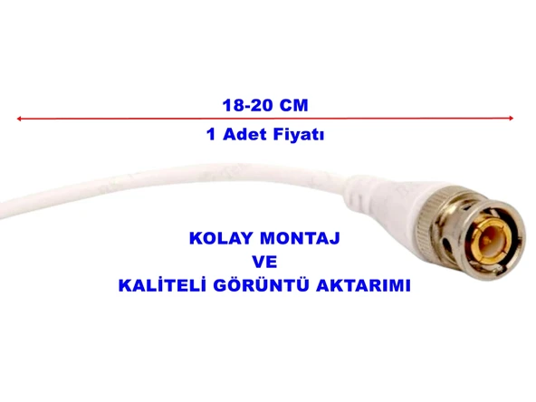 BNC Fiş Baskılı Hazır 20cm Kablolu Kamera Jakı