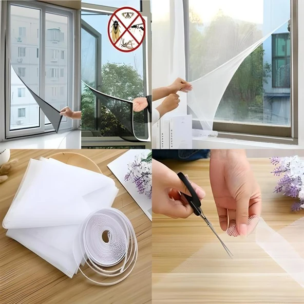 Tüm Cam Pencere Kapılara Uyumlu Çift Kanat Pencere Sinekliği - Resim 2