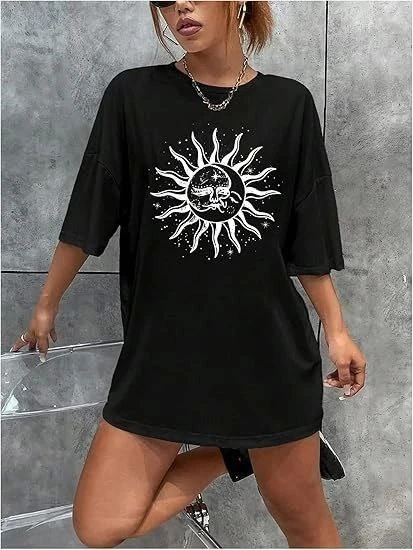 Bisiklet Yaka Baskılı T-shirt - Siyah - 2