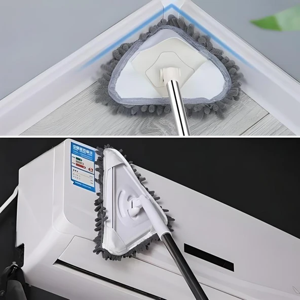 Teleskopik Saplı 150 cm Üçgen Mop Cam Duvar Tavan Fayans Parke Temizleyici Mop - Resim 5