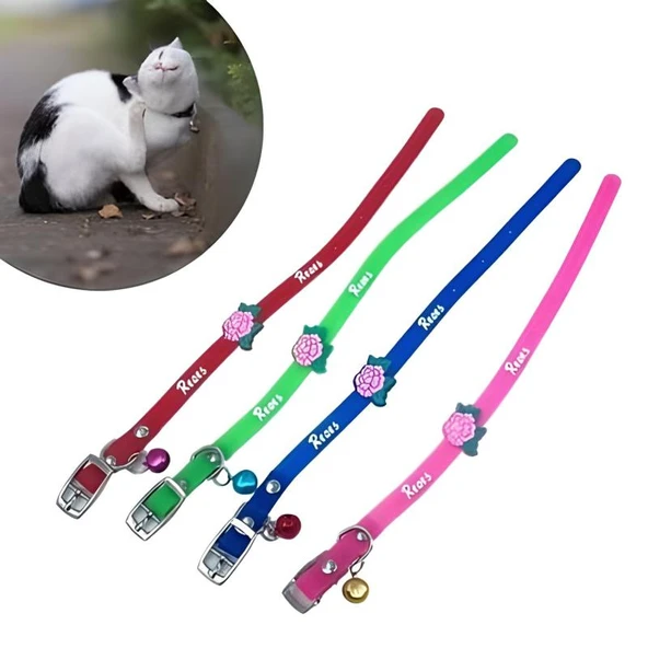 Çıngıraklı Zilli Sevimli Renkli Slikon Kedi Köpek Boyun Tasması ürün görseli