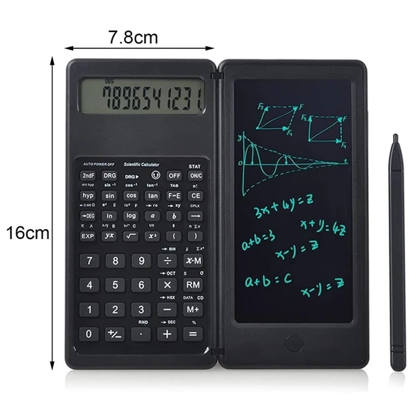 Silinebilir LCD Yazı Tabletli,Kalemli Katlanabilir Bilimsel Hesap Makinesi - Resim 4