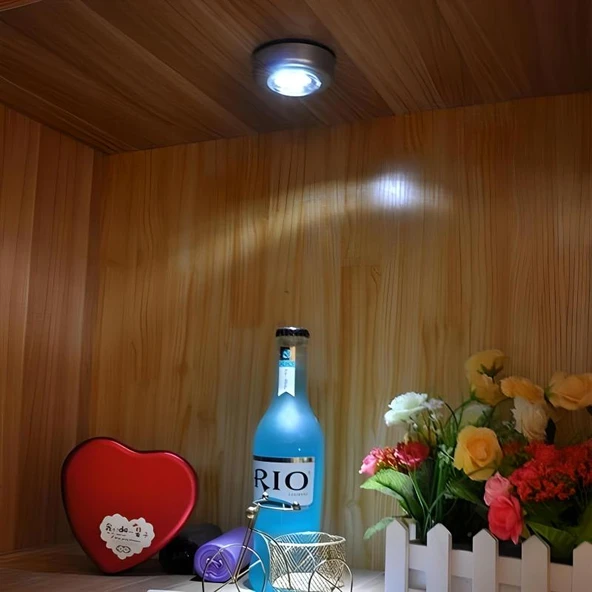 Kablosuz Spot Pilli Dokunmatik Led Lamba 3 Ledli Dolap Lambası - 2