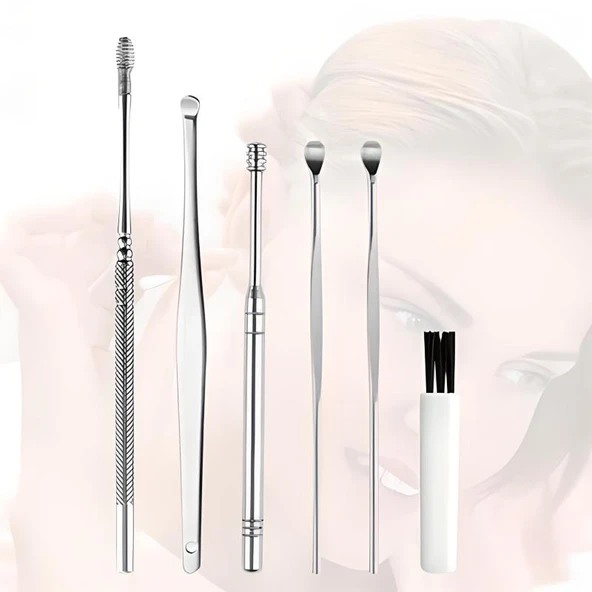 6 Parça Paslanmaz Çelik Kulak Balmumu Toplayıcı Çıkarıcı Temizleyici Bakımı Çubuk Seti - Resim 3