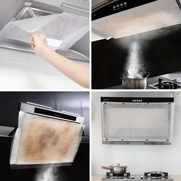 2 Adet Yağ Emici Duman Önleyici Pratik Mutfak Davlumbaz Koruyucu Dayanıklı Yedek Filtre 45x9 - Resim 4