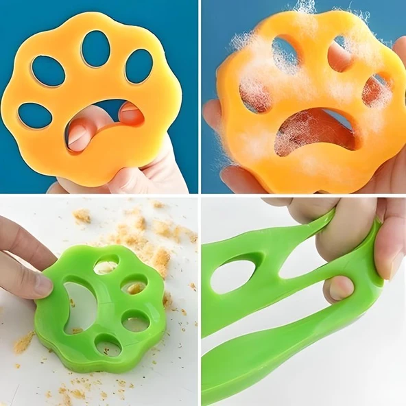 2 Adet Evcil Hayvanlar ve Çamaşır Makinesi İçin Pati Şekilli Yıkanabilir Tüy Temizleyici - 3