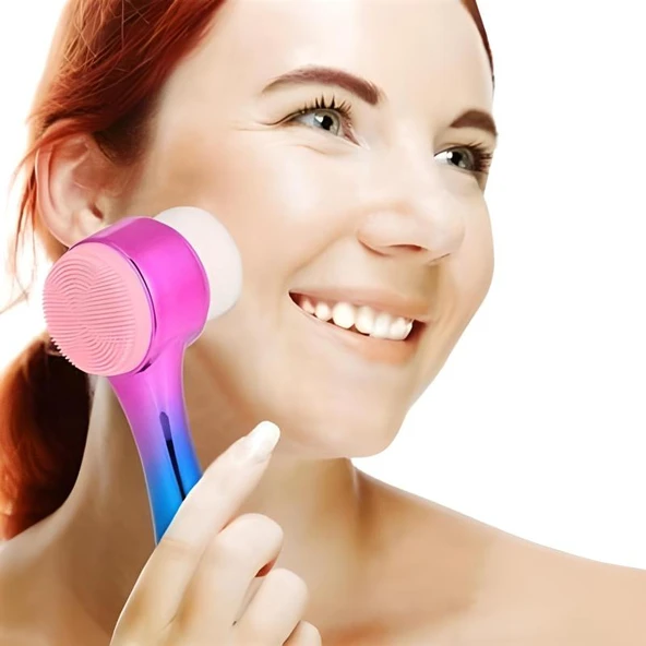 Çift İşlevli Renkli Cilt Yüz Temizleme Fırçası Peeling Masaj Etkili Gözenek Temizleyici Alet ürün görseli