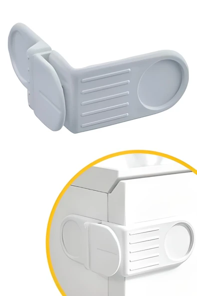 Bebek Çocuk Güvenlik Çekmece ve Dolap İçin Kendiliğinde Yapışkanlı Vidasız Köşe Kapak Kilidi - 2