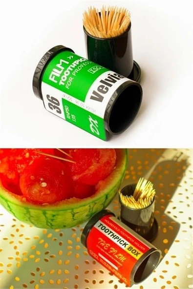 Dörtgen Fotoğraf Filmi Şeklinde Kürdanlık Kürdan Tutucu Kutu - Resim 7