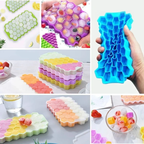 BUFFER® 37 Bölmeli Slikon Petek Şeklinde Buz Kalıbı - Resim 4